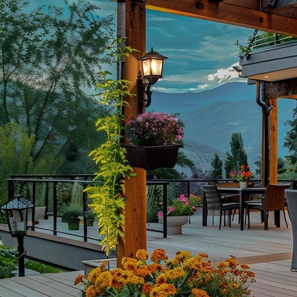 Solar Post Light with Planter, 2-in-1 Outdoor Black Light for Porch, Patio, Front Door & Roadside - Ideal for Easter & Wedding Decor