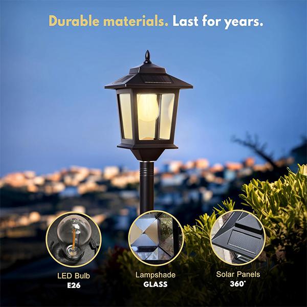 [2-Pack] 63" Solar Lamp Post Lights, Waterproof Outdoor Floor Lamps for Patio, Garden, Pathway, Front/Back Yard - Warm White, Replaceable Bulb