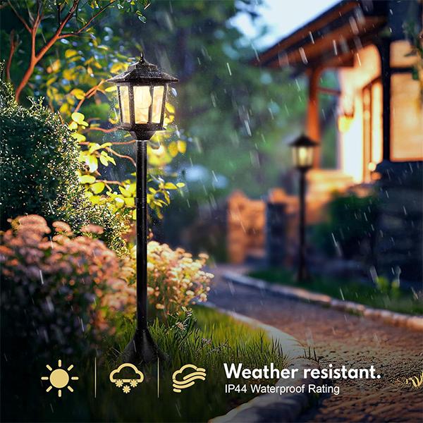 [2-Pack] 63" Solar Lamp Post Lights, Waterproof Outdoor Floor Lamps for Patio, Garden, Pathway, Front/Back Yard - Warm White, Replaceable Bulb