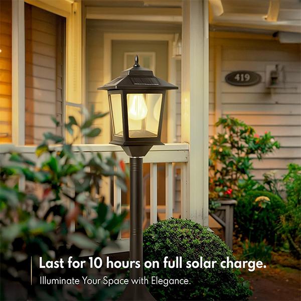 [2-Pack] 63" Solar Lamp Post Lights, Waterproof Outdoor Floor Lamps for Patio, Garden, Pathway, Front/Back Yard - Warm White, Replaceable Bulb