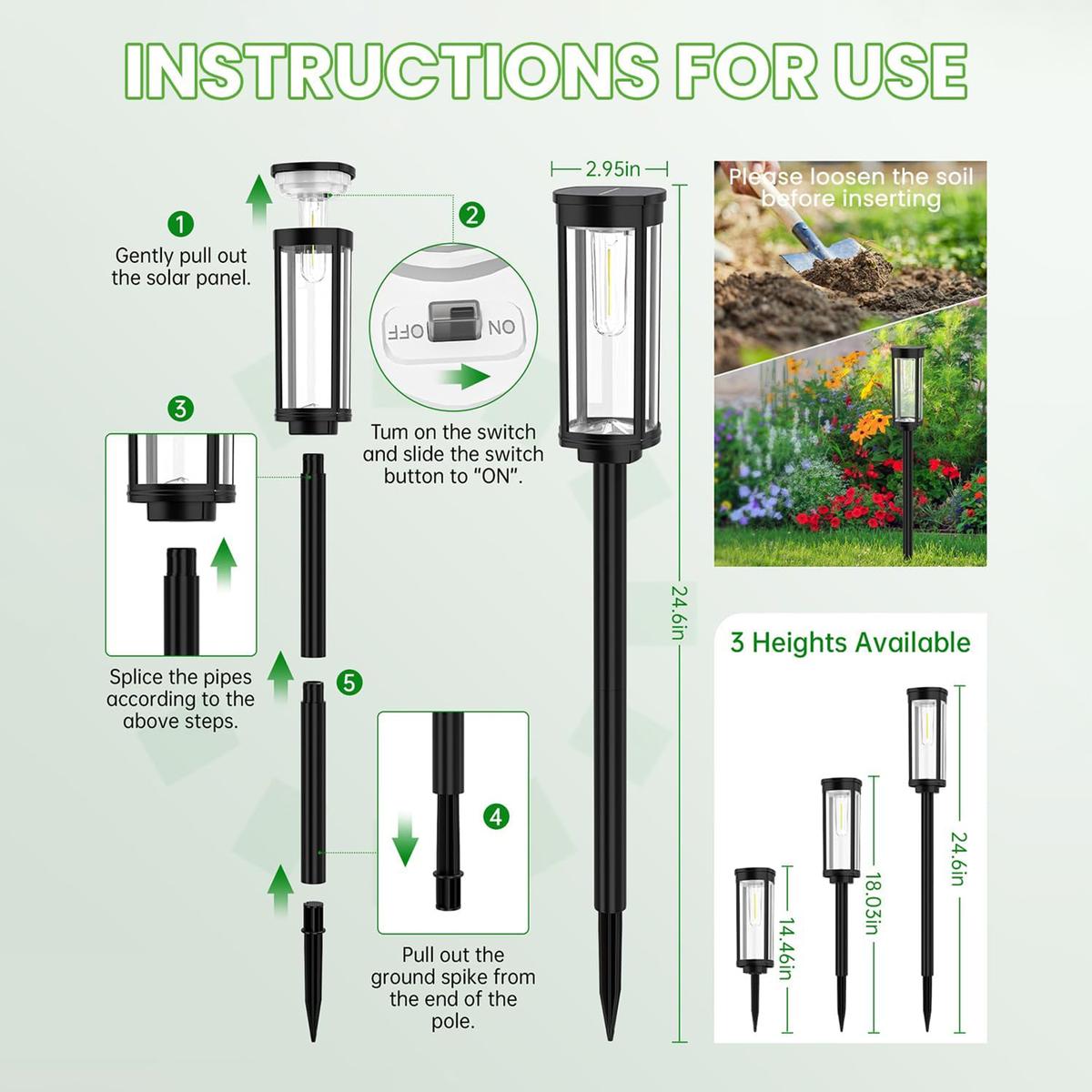 Elegant Solar Pathway Lights, Auto On/Off & Waterproof – Rechargeable Outdoor Solar Lights for Garden, Yard, Driveway & Decoration