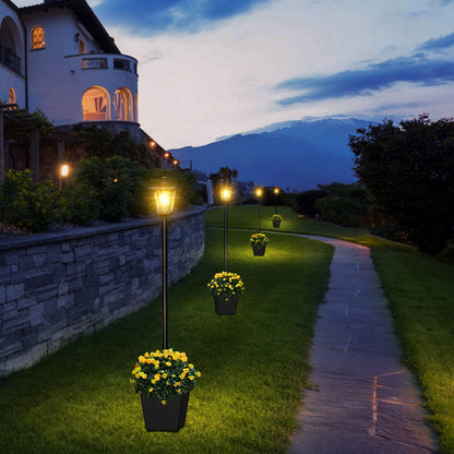 65" Solar Lamp Post Light with Planter – Waterproof Outdoor Solar Garden Lights, 60 Lumens, Warm White – Patio & Yard Decor