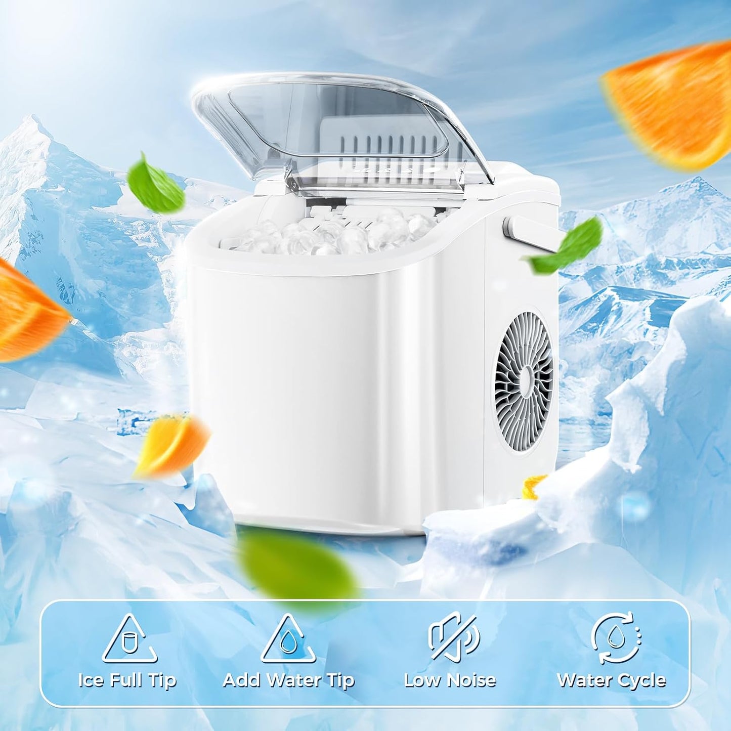 Star Clear Ice Cube Maker, 3 pcs in 25 mins, 150 pcs/Day, CrystalFlux Technology, Self-Cleaning, 24H Timer, Enhanced Insulation for Whiskey & Bourbon