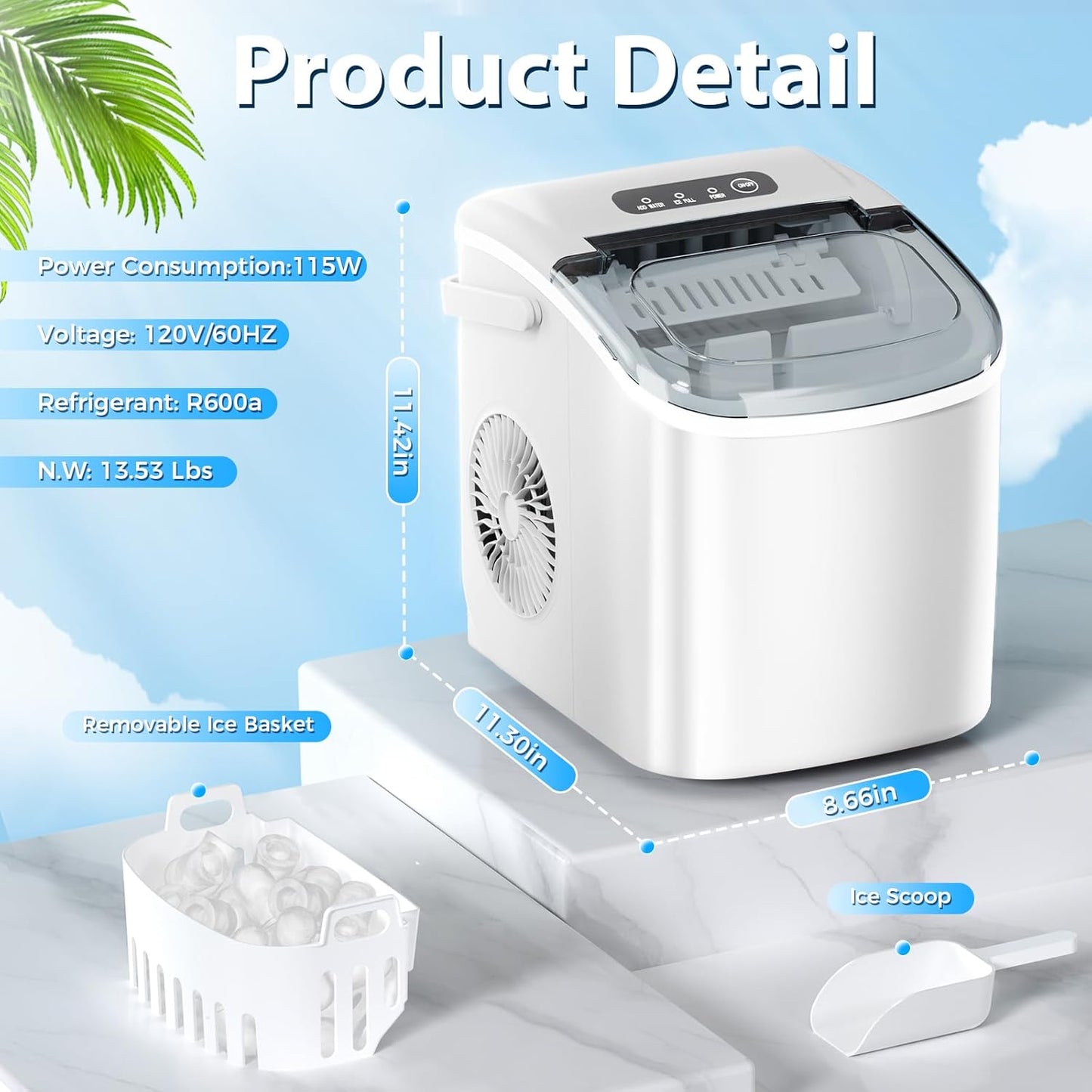 Star Clear Ice Cube Maker, 3 pcs in 25 mins, 150 pcs/Day, CrystalFlux Technology, Self-Cleaning, 24H Timer, Enhanced Insulation for Whiskey & Bourbon