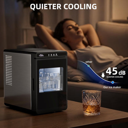 Star Clear Ice Cube Maker, 3 pcs in 25 mins, 150 pcs/Day, CrystalFlux Technology, Self-Cleaning, 24H Timer, Enhanced Insulation for Whiskey & Bourbon