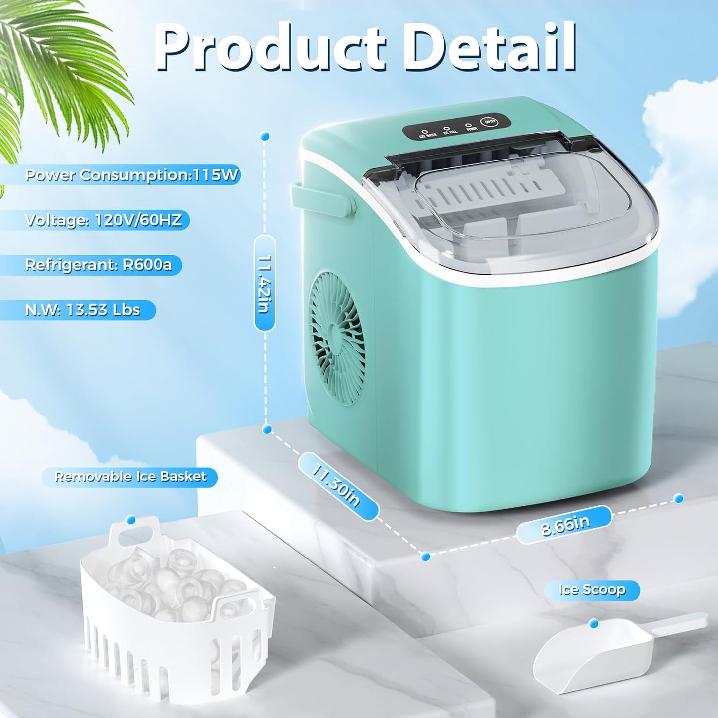 Star Clear Ice Cube Maker, 3 pcs in 25 mins, 150 pcs/Day, CrystalFlux Technology, Self-Cleaning, 24H Timer, Enhanced Insulation for Whiskey & Bourbon