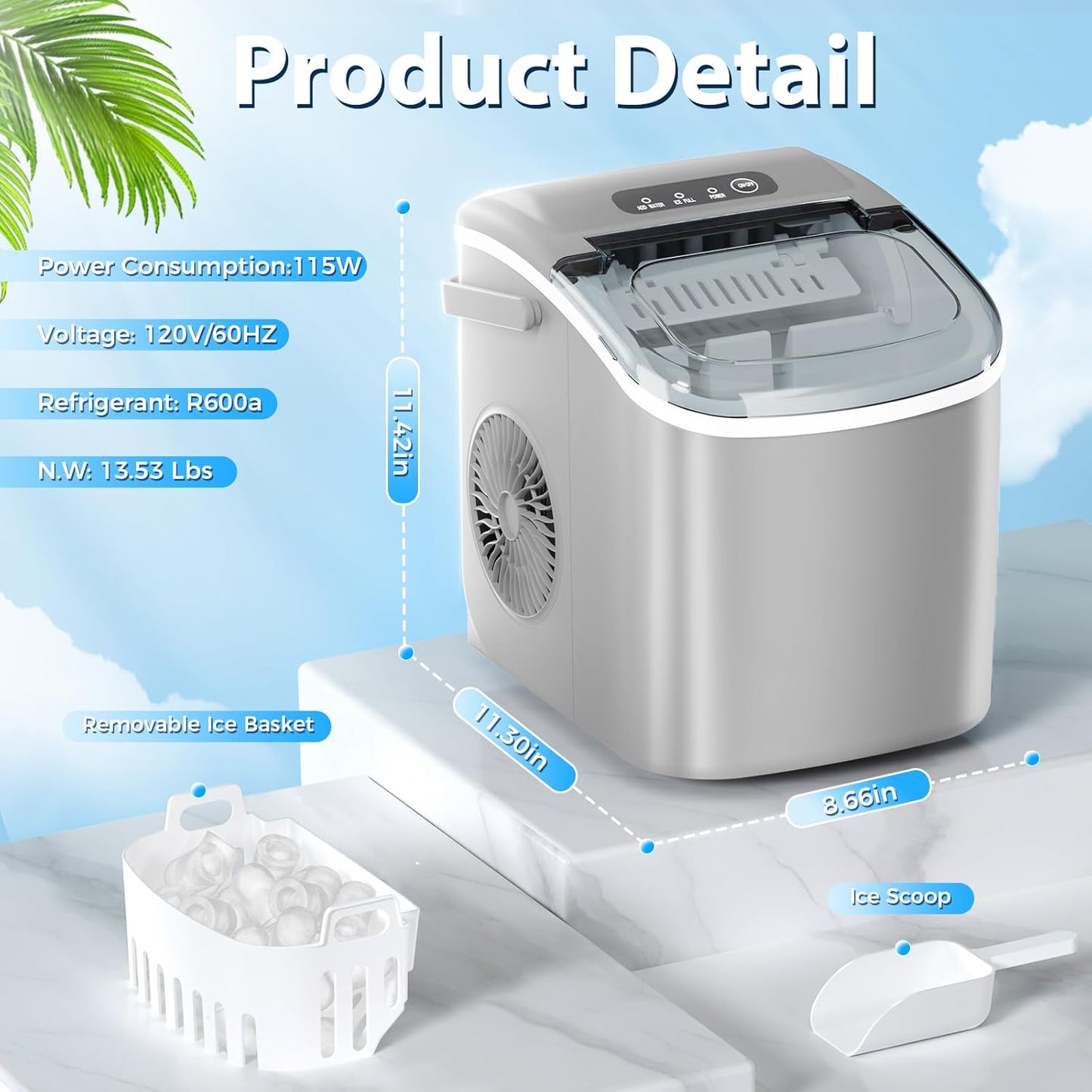 Star Clear Ice Cube Maker, 3 pcs in 25 mins, 150 pcs/Day, CrystalFlux Technology, Self-Cleaning, 24H Timer, Enhanced Insulation for Whiskey & Bourbon