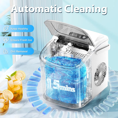 Star Clear Ice Cube Maker, 3 pcs in 25 mins, 150 pcs/Day, CrystalFlux Technology, Self-Cleaning, 24H Timer, Enhanced Insulation for Whiskey & Bourbon