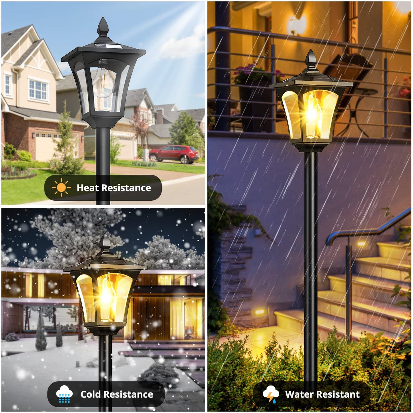 65" Solar Lamp Post Light with Planter – Waterproof Outdoor Solar Garden Lights, 60 Lumens, Warm White – Patio & Yard Decor