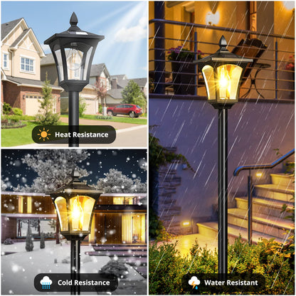 65" Solar Lamp Post Light with Planter – Waterproof Outdoor Solar Garden Lights, 60 Lumens, Warm White – Patio & Yard Decor