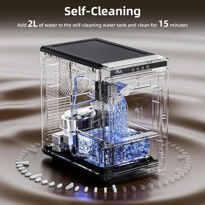 Star Clear Ice Cube Maker, 3 pcs in 25 mins, 150 pcs/Day, CrystalFlux Technology, Self-Cleaning, 24H Timer, Enhanced Insulation for Whiskey & Bourbon